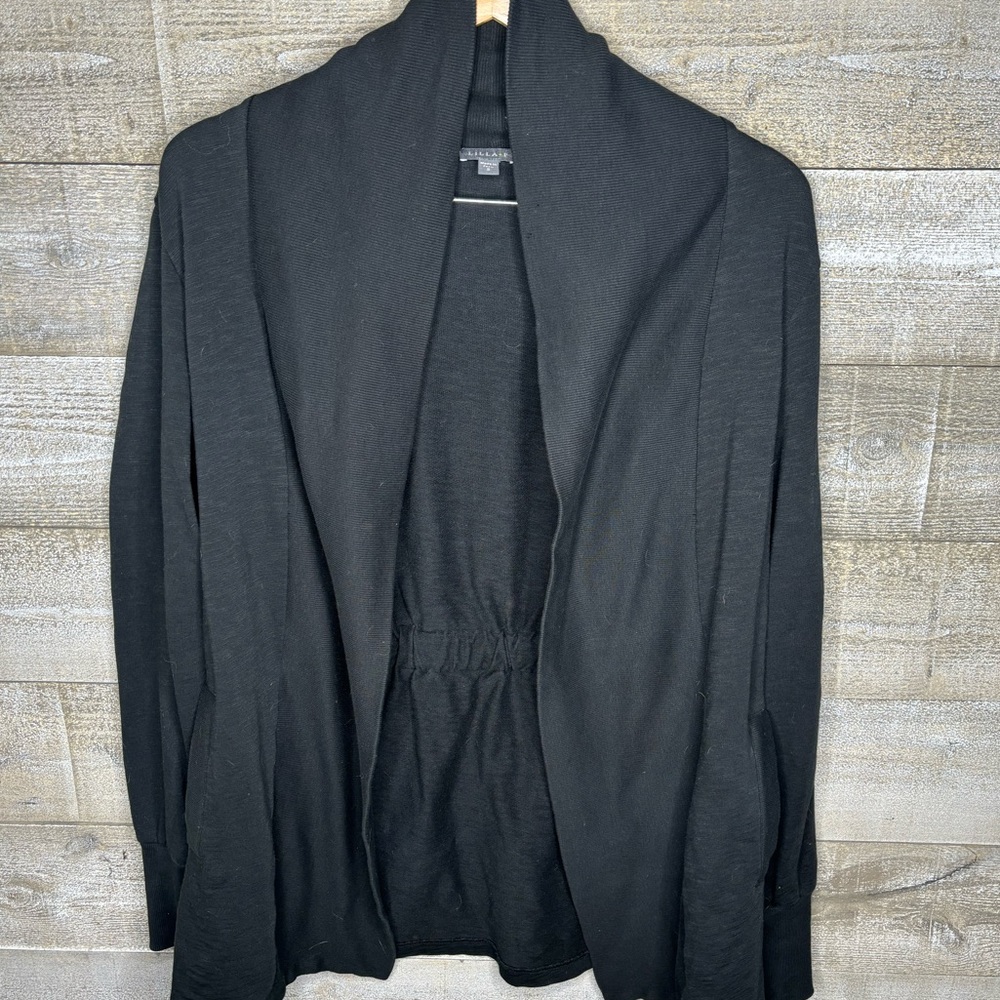 Lilla P made in Peru black long open front oversized cardigan sweater
